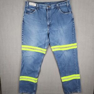 Bulwark Mens 40x34 Blue High Visibility Reflective Workwear Jeans